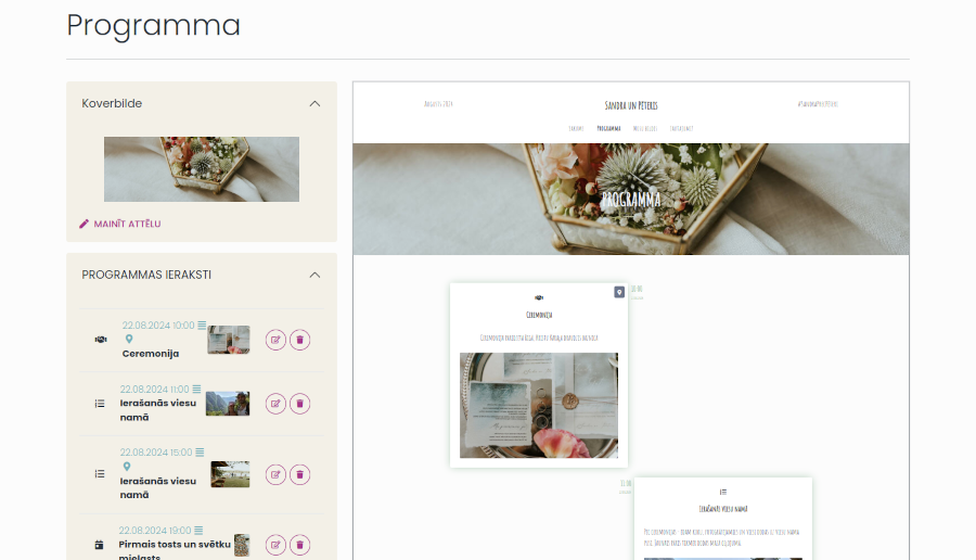 Izveido programmu Kāzu majaslapas programma