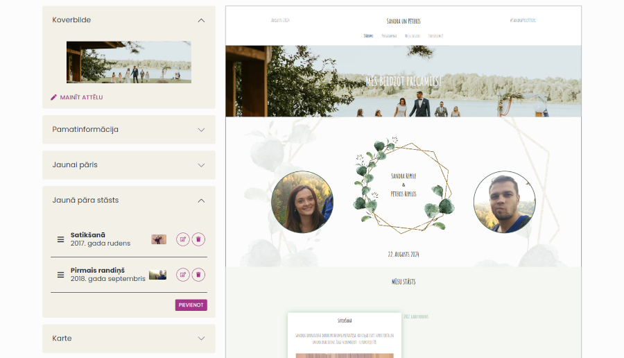 Jūsu stāsts Kāzu majaslapas sākumlapa